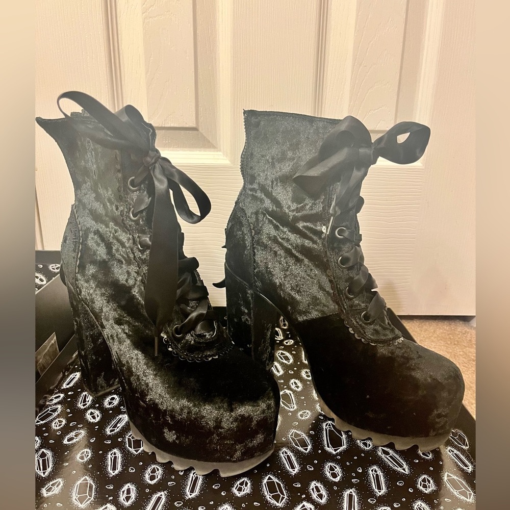 Killstar black velvet heels